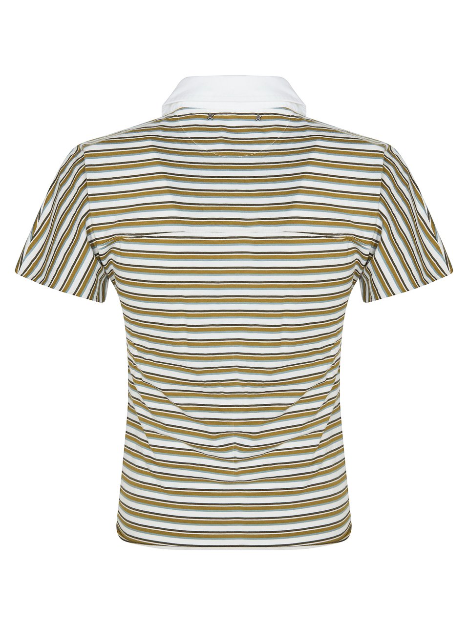 Golden Goose Subdued Striped White Collar Polo Shirt Wit