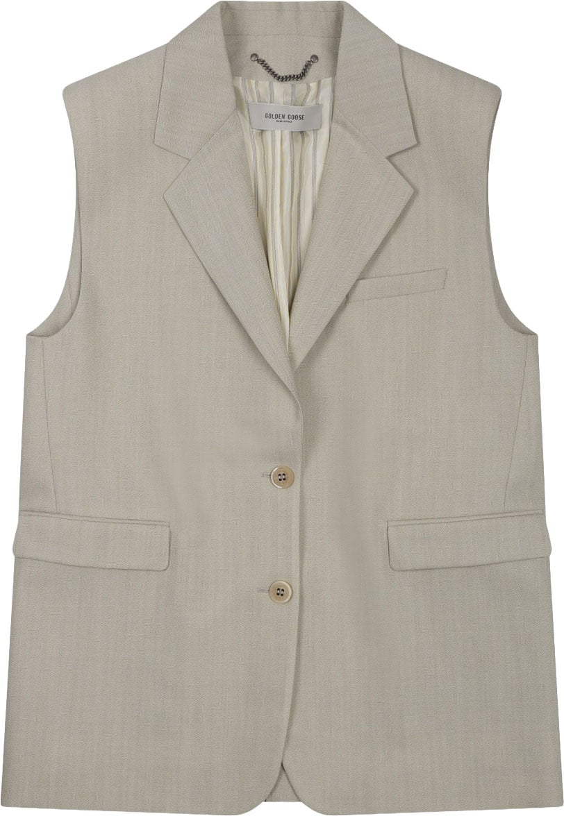 Golden Goose Sleeveless Virgin Wool Vest Grijs