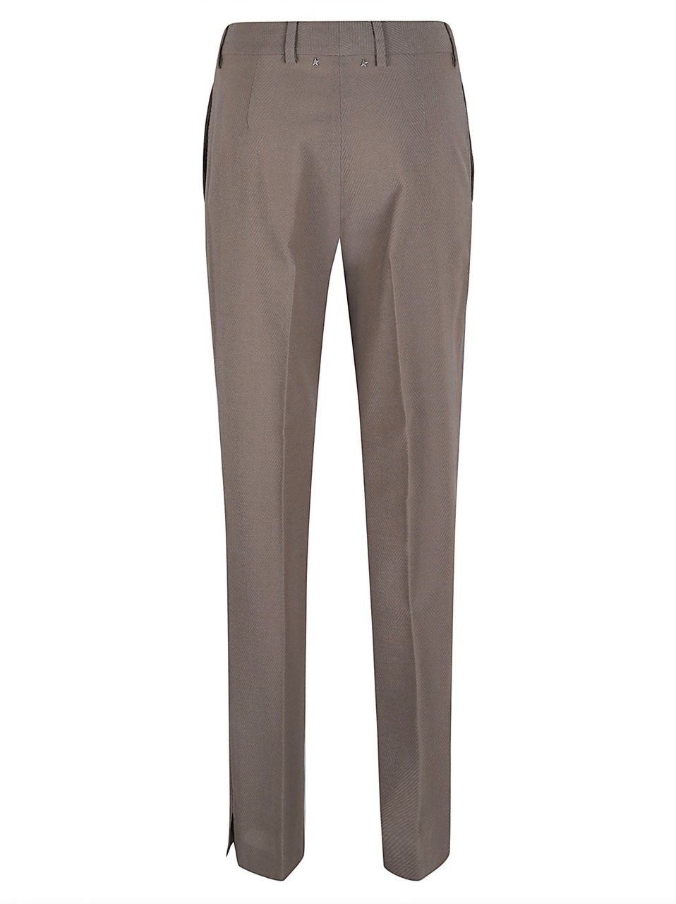 Golden Goose Tailored Straight Leg Trousers with Herringbone Texture Bruin