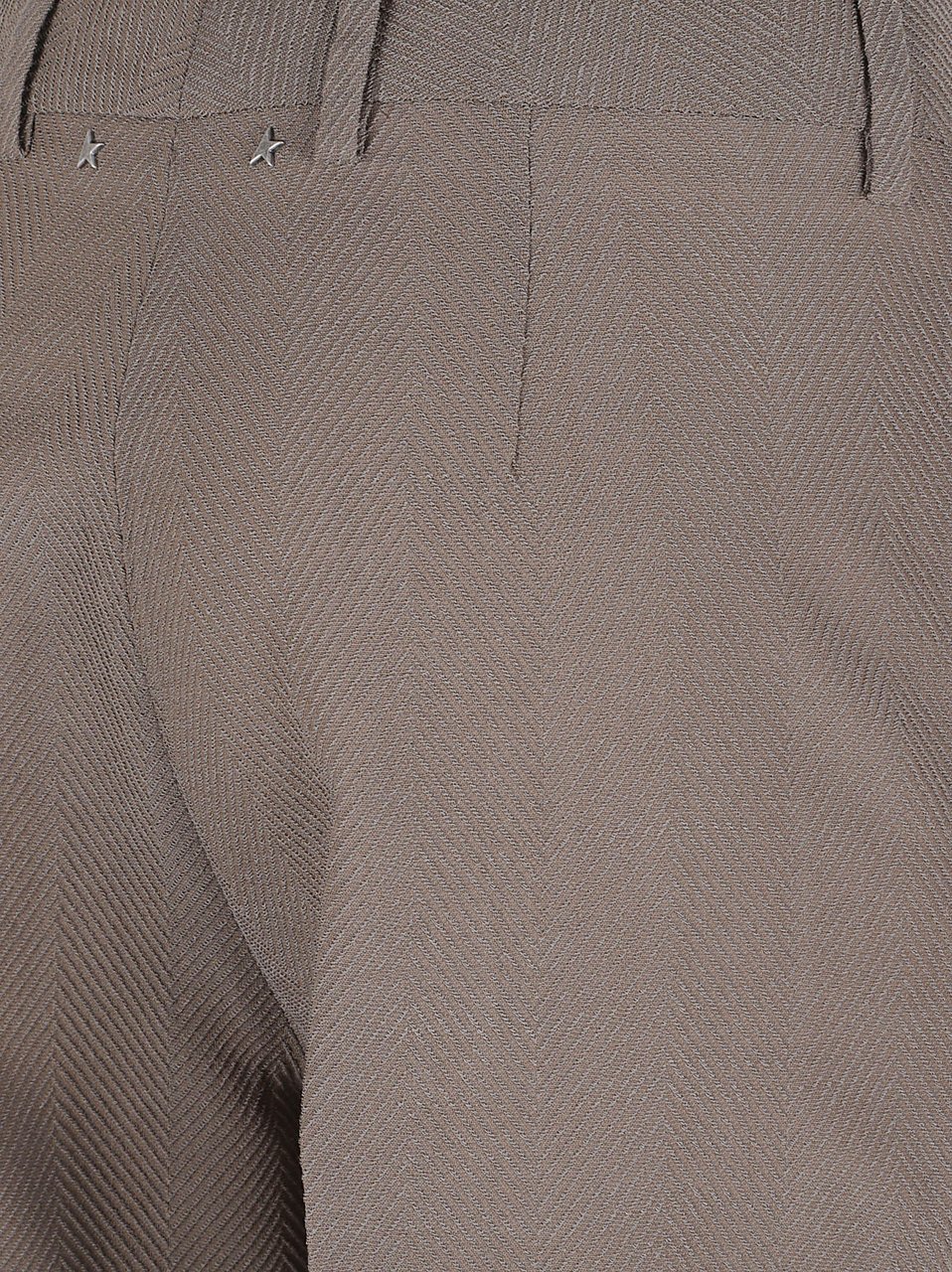 Golden Goose Tailored Straight Leg Trousers with Herringbone Texture Bruin