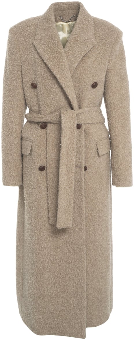 Golden Goose Double-breasted coat with waist belt Beige