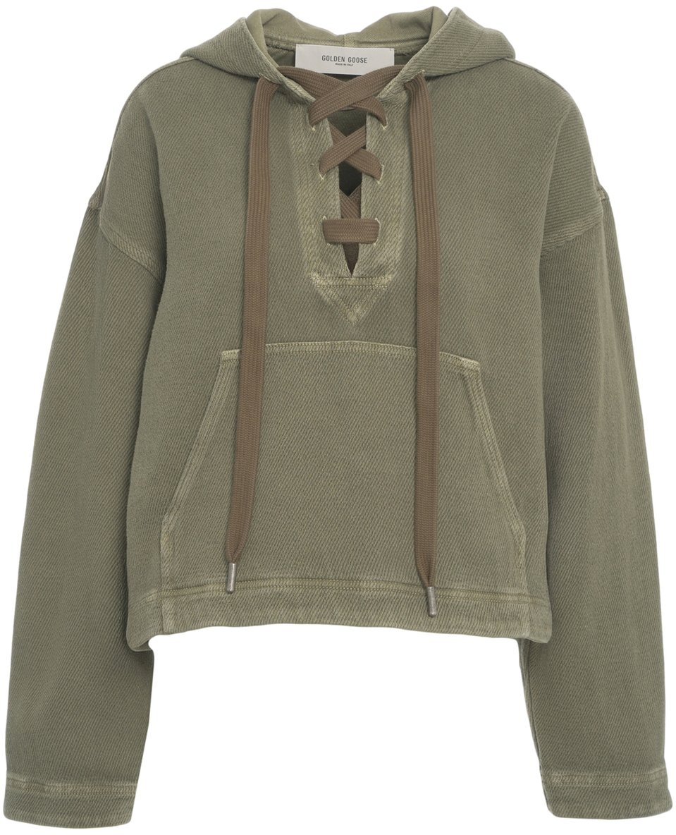 Golden Goose Felpa con cappuccio e dettaglio allacciato Groen