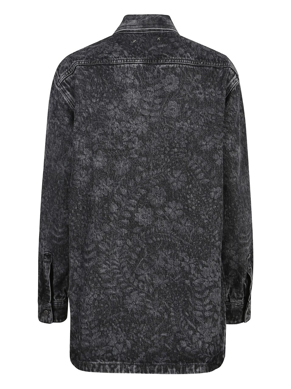 Golden Goose Washed Black Denim Floral Pattern Shirt Zwart