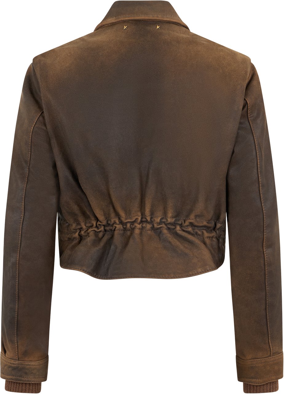 Golden Goose Cropped Leather Jacket Bruin