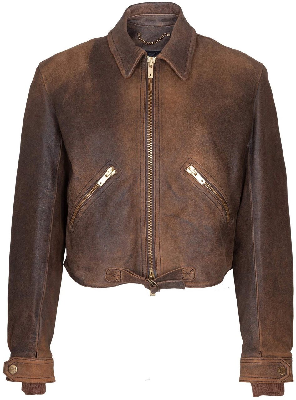 Golden Goose Golden goose journey leather jacket, coffee color Bruin