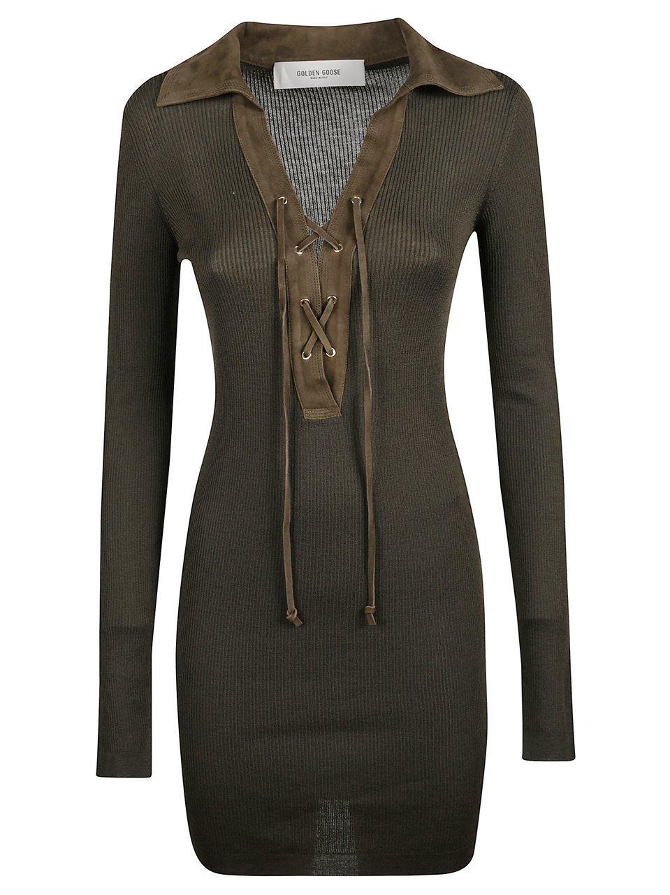 Golden Goose Green Orly Wool Day Dress Zwart