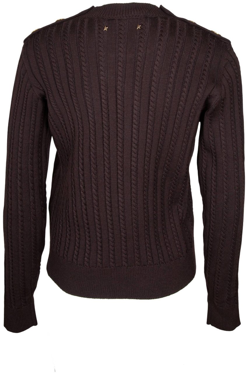 Golden Goose Golden goose wool blend crew-neck sweater with woven pattern Bruin