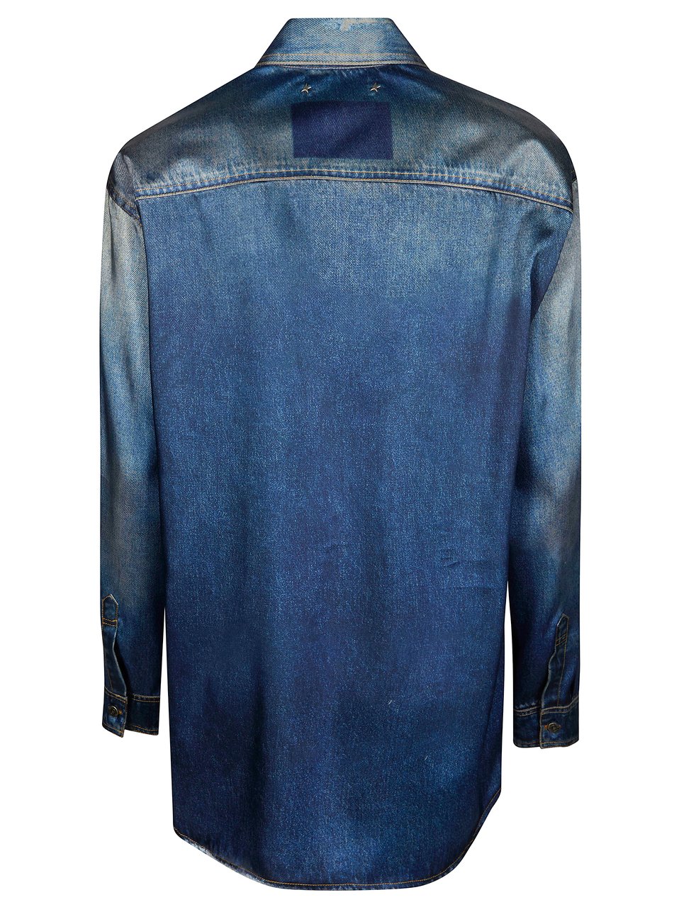 Golden Goose Faded Polyester Flap Pockets Shirt Blauw