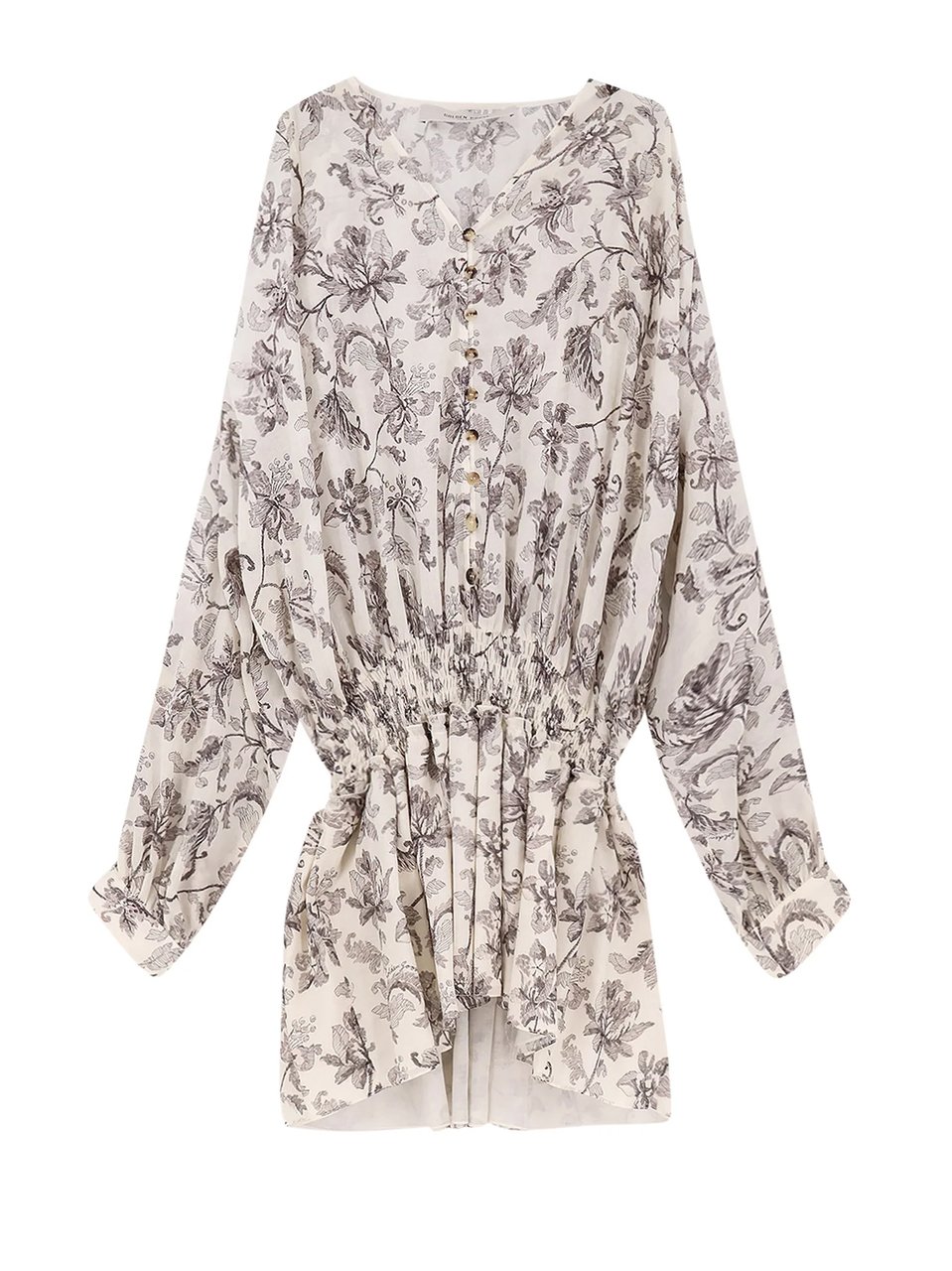 Golden Goose Multicolor Floral Print Cotton Dress Grijs