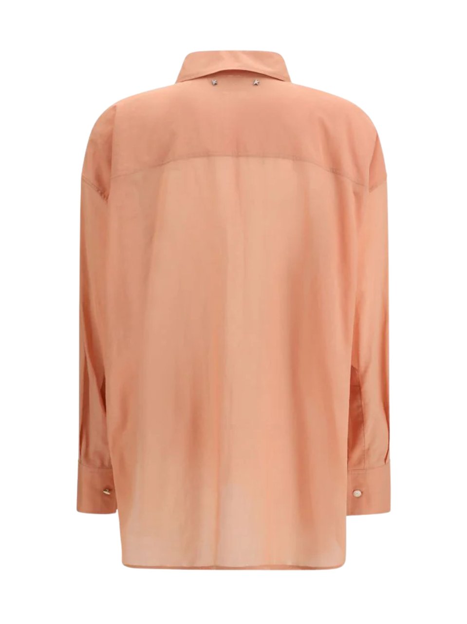 Golden Goose Pink Semi-Sheer Pleated Cotton Shirt Oranje
