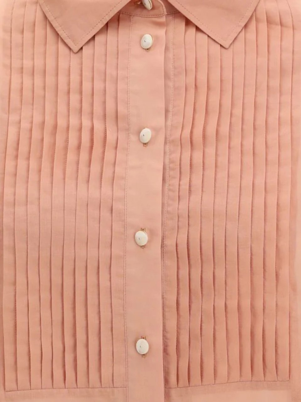 Golden Goose Pink Semi-Sheer Pleated Cotton Shirt Oranje