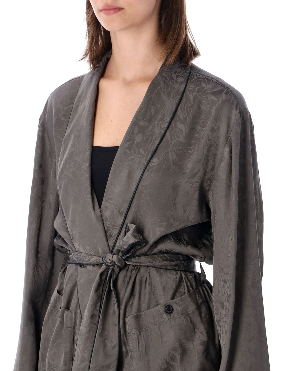 Golden Goose Shawl Pijama Floral Satin Blazer Grijs