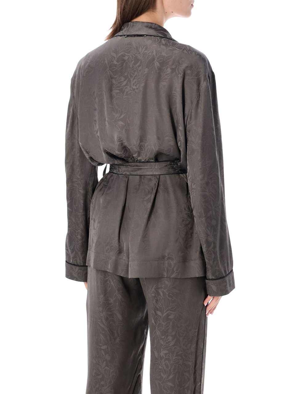 Golden Goose Shawl Pijama Floral Satin Blazer Grijs