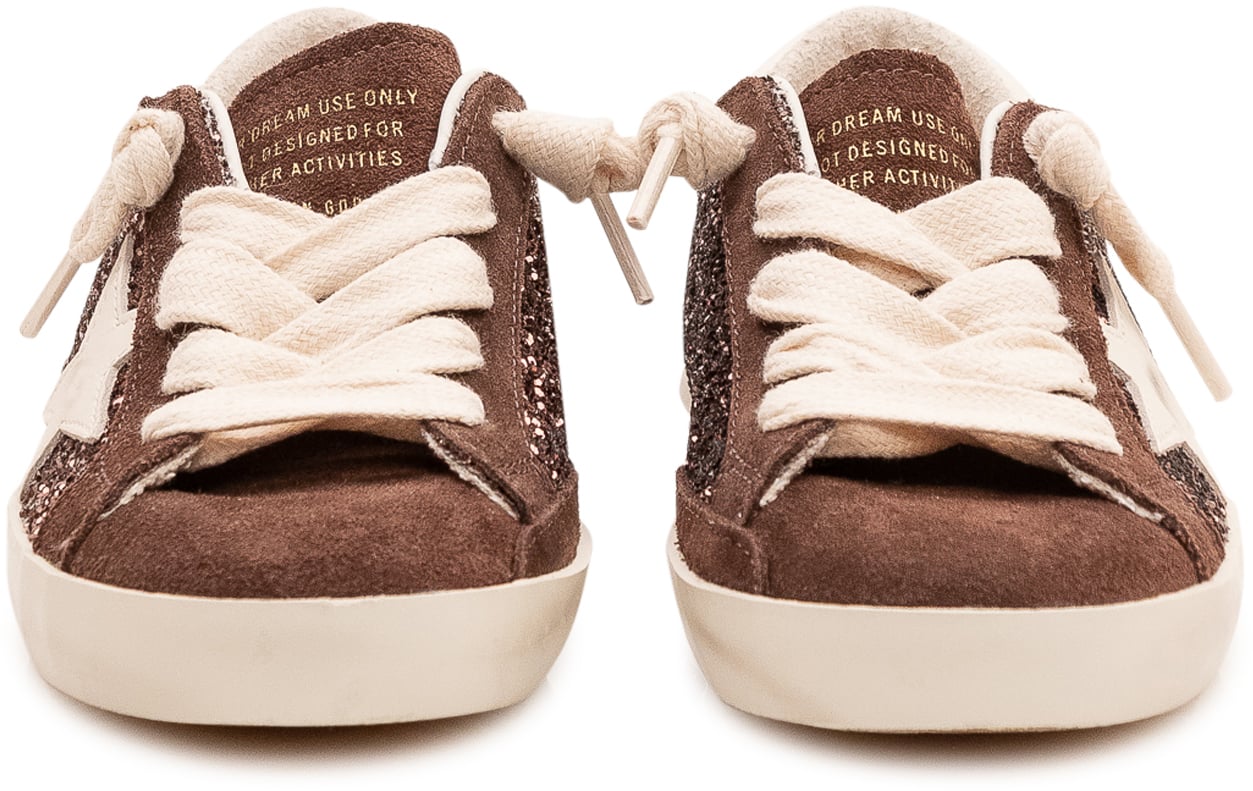 Golden Goose Sneaker Super Star Glitter con Stella Applicata Bruin