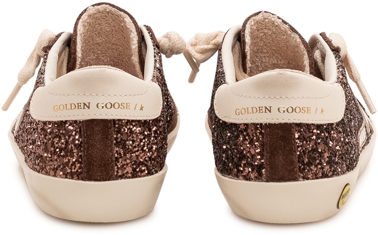Golden Goose Sneaker Super Star Glitter con Stella Applicata Bruin