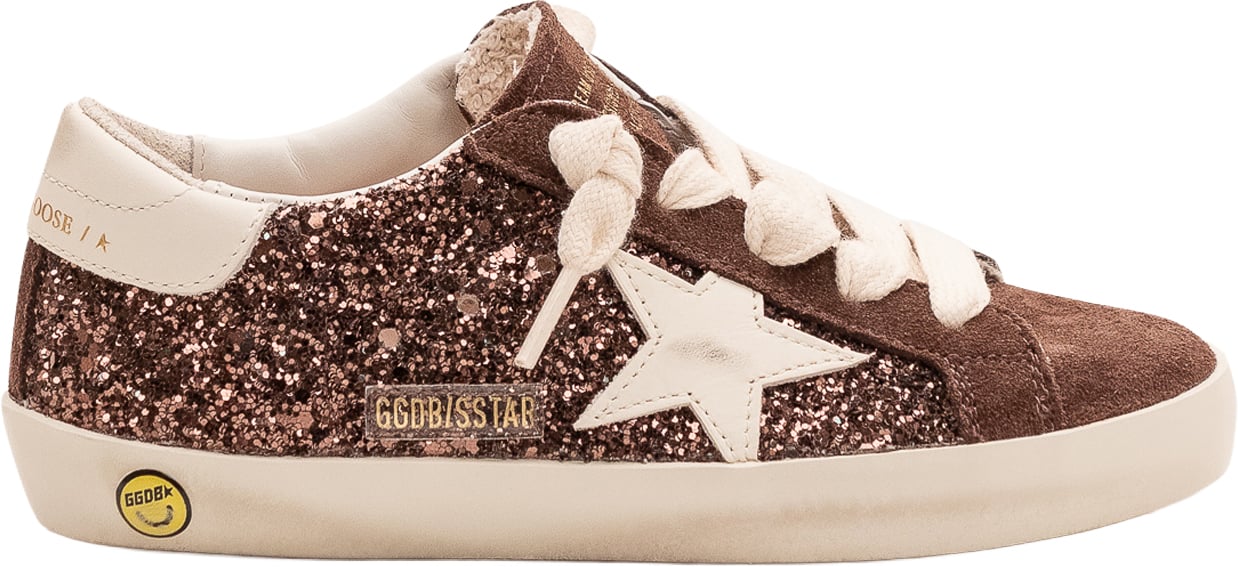 Golden Goose Sneaker Super Star Glitter con Stella Applicata Bruin