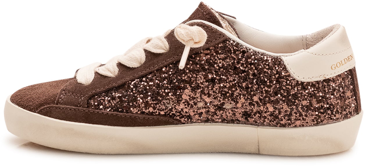 Golden Goose Sneaker Super Star Glitter con Stella Applicata Bruin