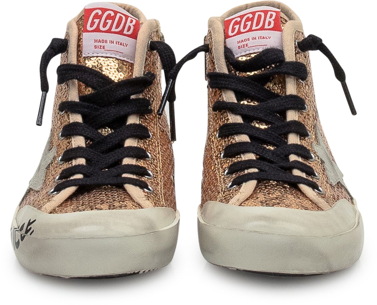 Golden Goose Golden Goose Kids Sneakers Mid Star con Paillettes Oro Goud