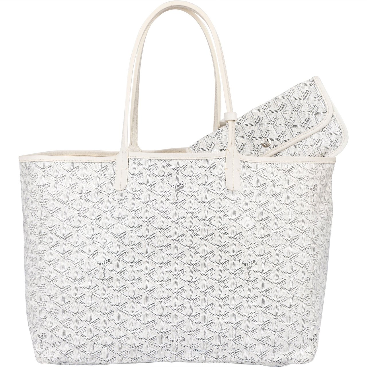 Goyard Goyard White Goyardine Monogram Saint Louis PM Shoulder Bag Wit