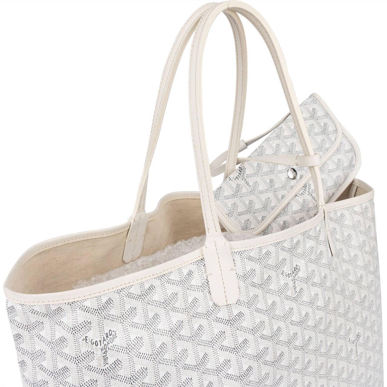 Goyard Goyard White Goyardine Monogram Saint Louis PM Shoulder Bag Wit