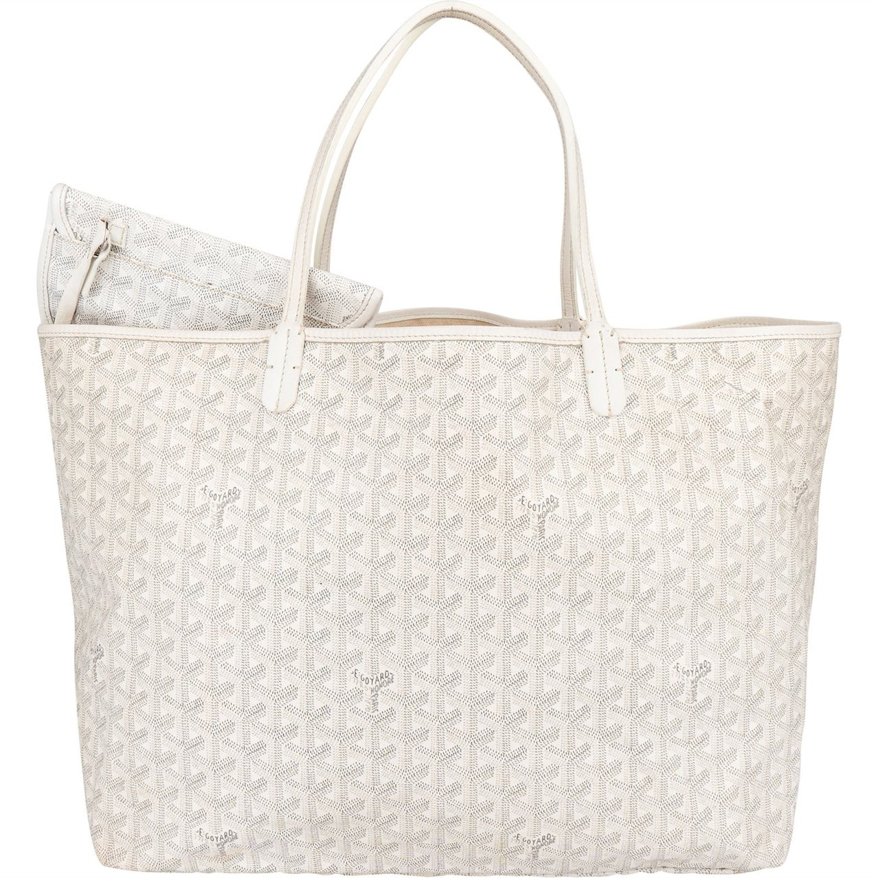 Goyard Goyard White Goyardine Monogram Saint Louis GM Shoulder Bag Wit