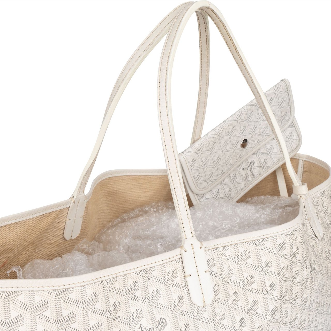 Goyard Goyard White Goyardine Monogram Saint Louis GM Shoulder Bag Wit