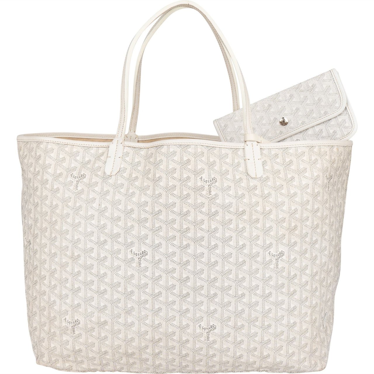 Goyard Goyard White Goyardine Monogram Saint Louis GM Shoulder Bag Wit