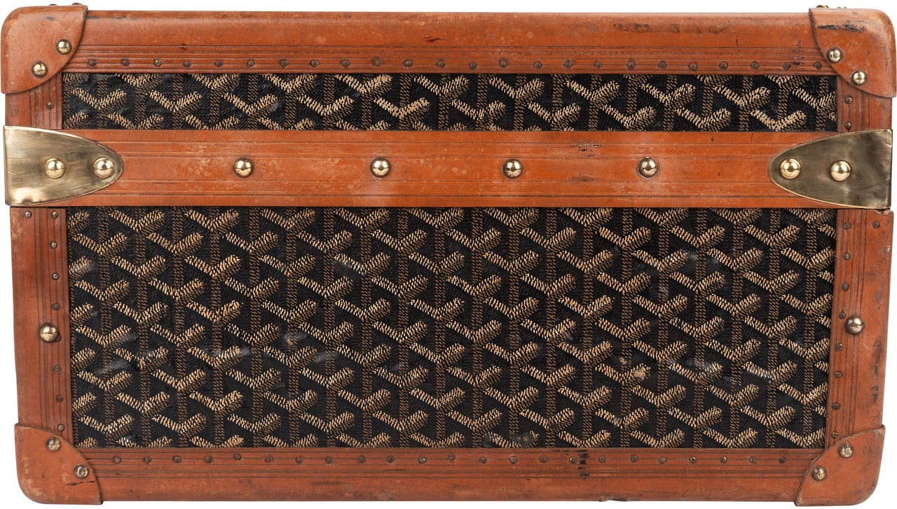 Goyard Goyardine Monogram 1900s Suitcase Trunk Koffer Malle Bruin