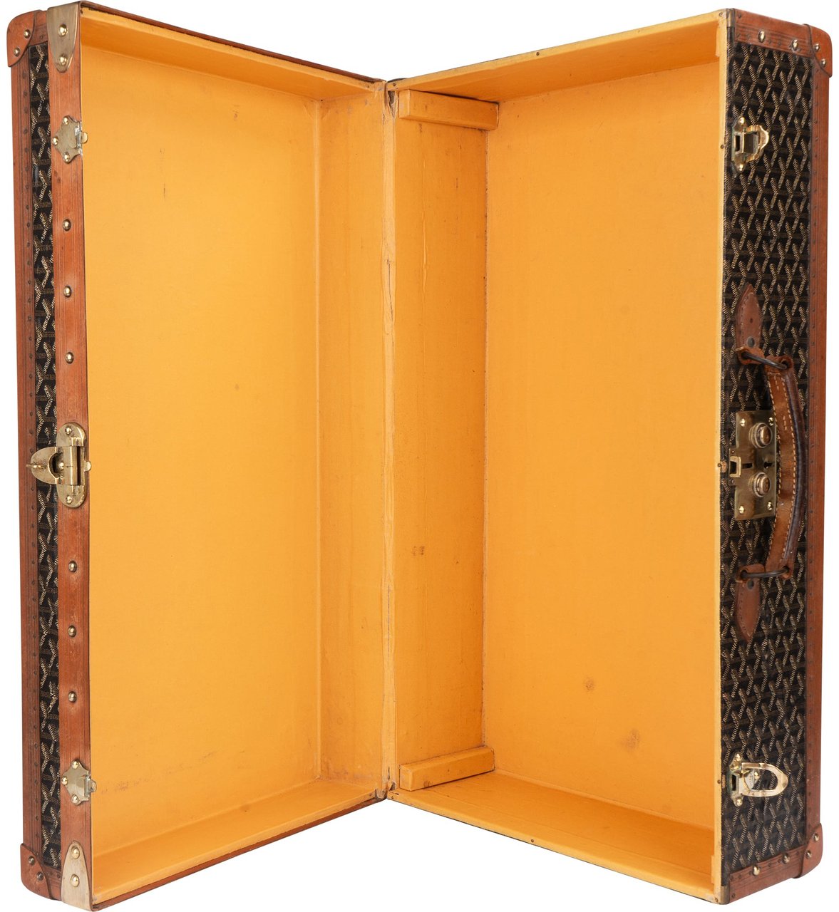 Goyard Goyardine Monogram 1900s Suitcase Trunk Koffer Malle Bruin