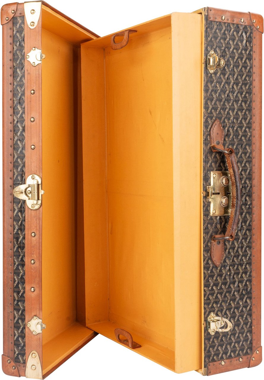 Goyard Goyardine Monogram 1900s Suitcase Trunk Koffer Malle Bruin