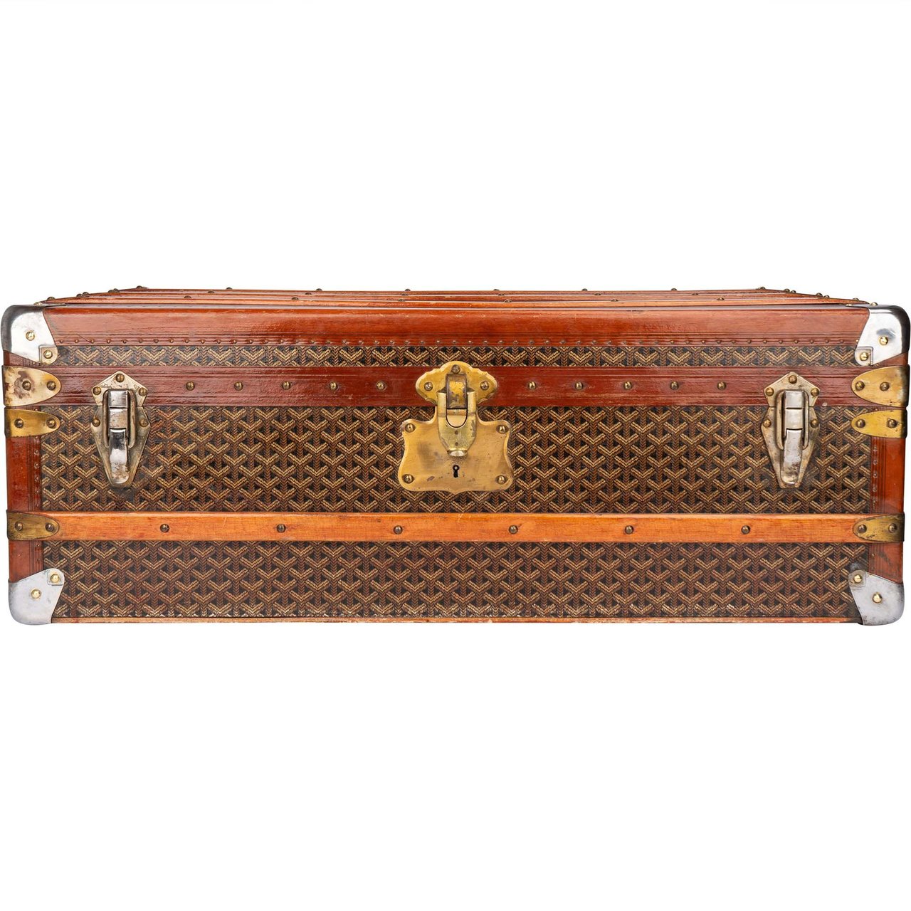 Goyard Goyard Goyardine "JVC" Cabin Trunk Suitcase Koffer Malle 90 Divers