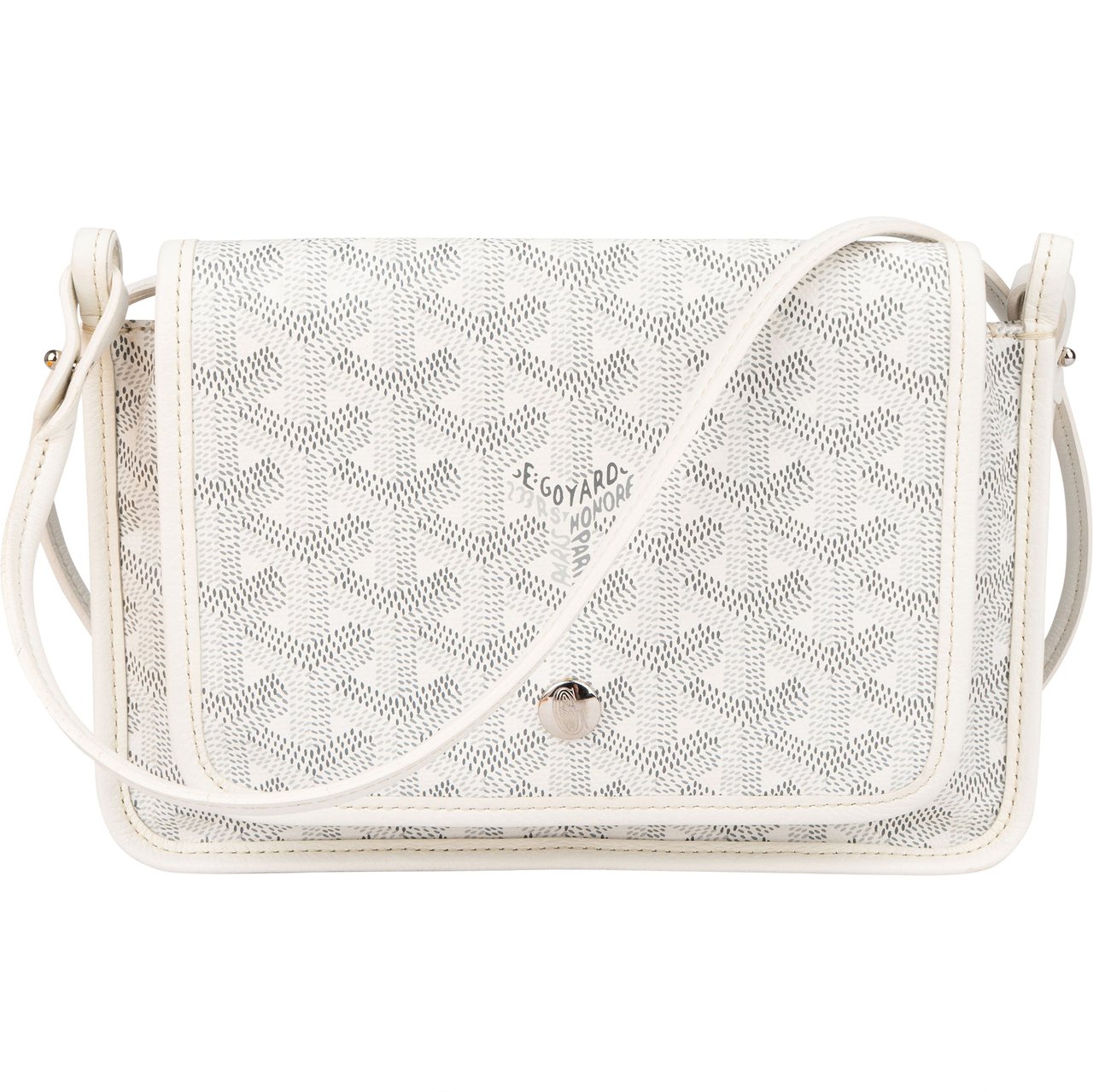 Goyard Goyard White Goyardine Monogram Plumet Flat Crossbody Bag Wit