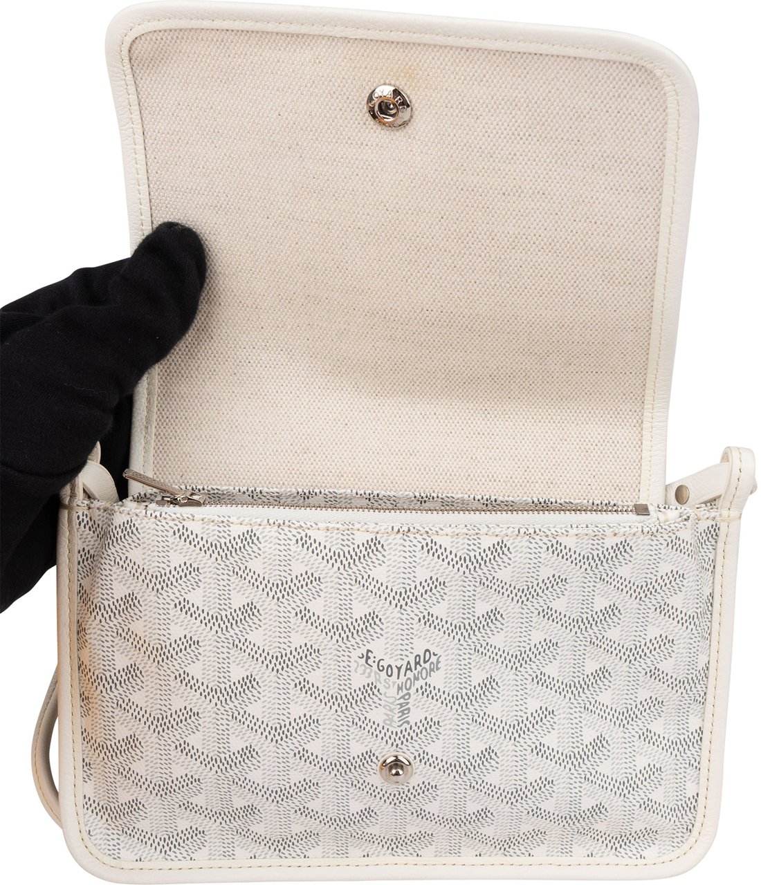 Goyard Goyard White Goyardine Monogram Plumet Flat Crossbody Bag Wit