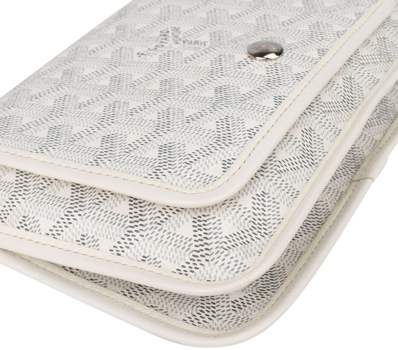 Goyard Goyard White Goyardine Monogram Plumet Flat Crossbody Bag Wit