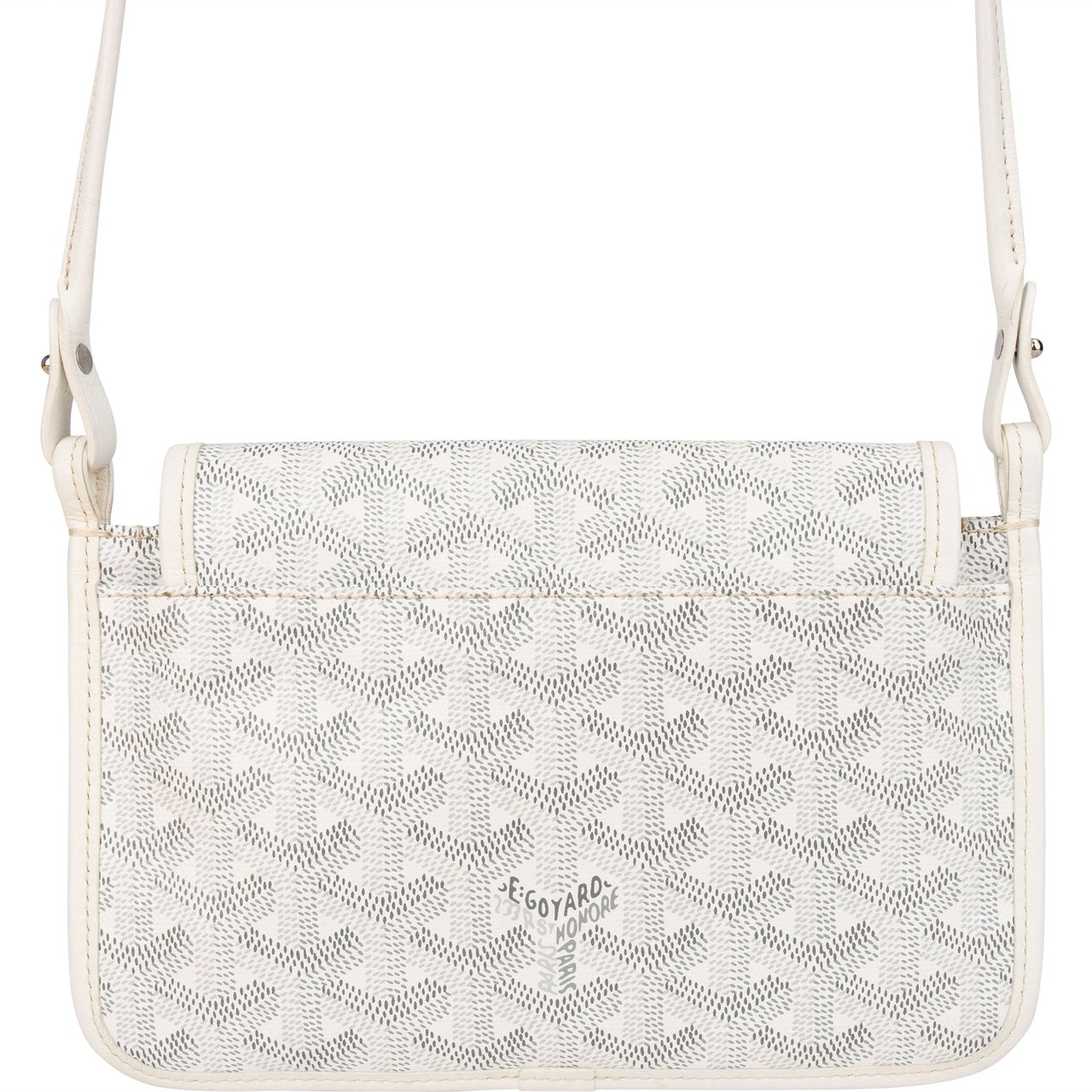 Goyard Goyard White Goyardine Monogram Plumet Flat Crossbody Bag Wit