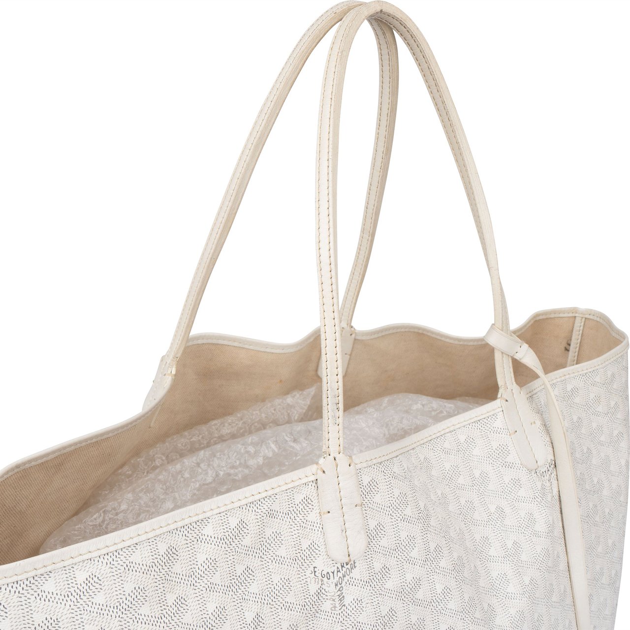 Goyard Goyard White Goyardine Monogram Saint Louis GM Shopper Handbag Wit