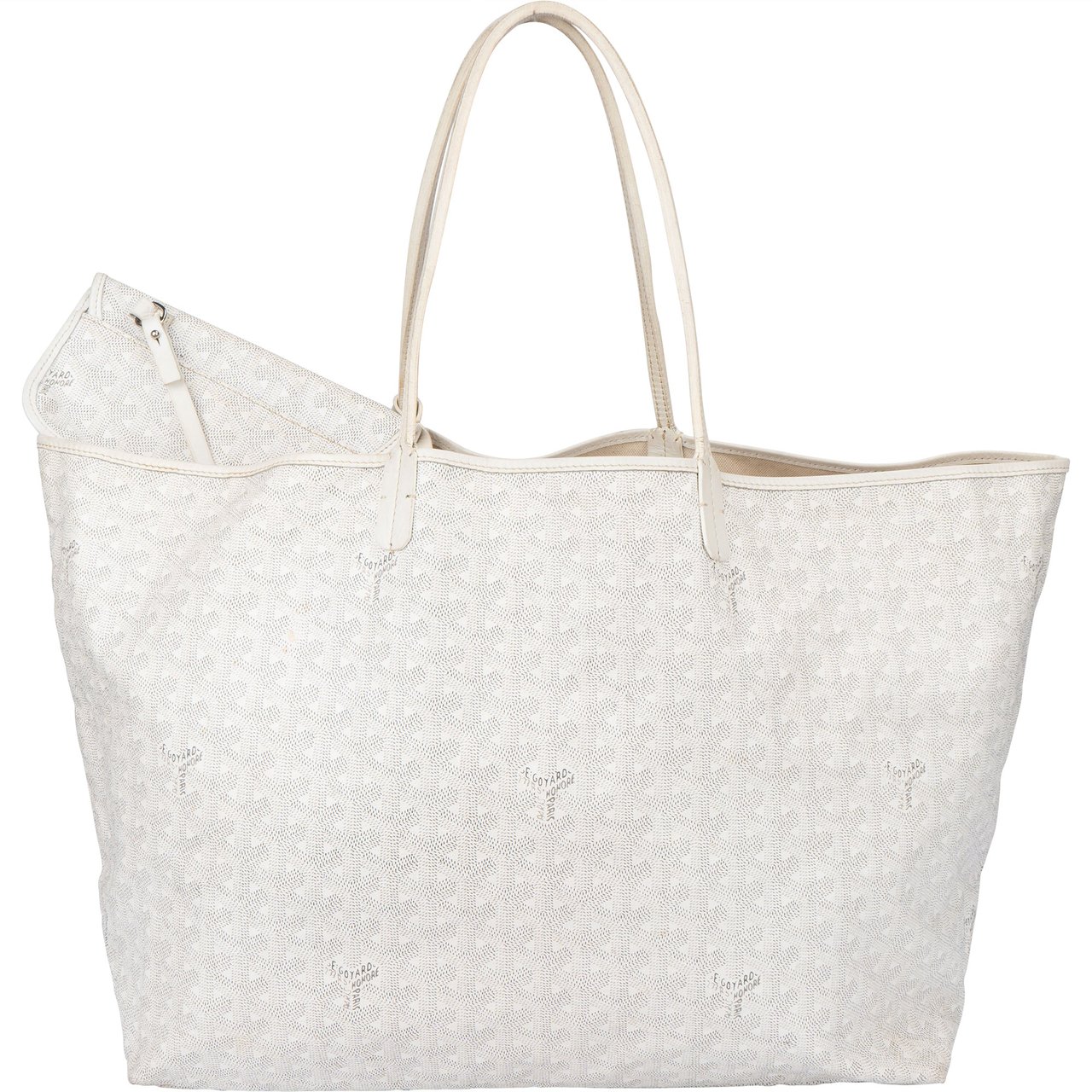 Goyard Goyard White Goyardine Monogram Saint Louis GM Shopper Handbag Wit