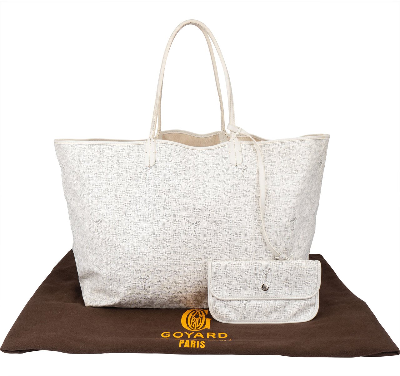 Goyard Goyard White Goyardine Monogram Saint Louis GM Shopper Handbag Wit