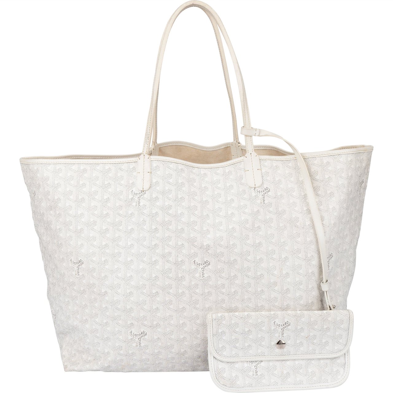 Goyard Goyard White Goyardine Monogram Saint Louis GM Shopper Handbag Wit