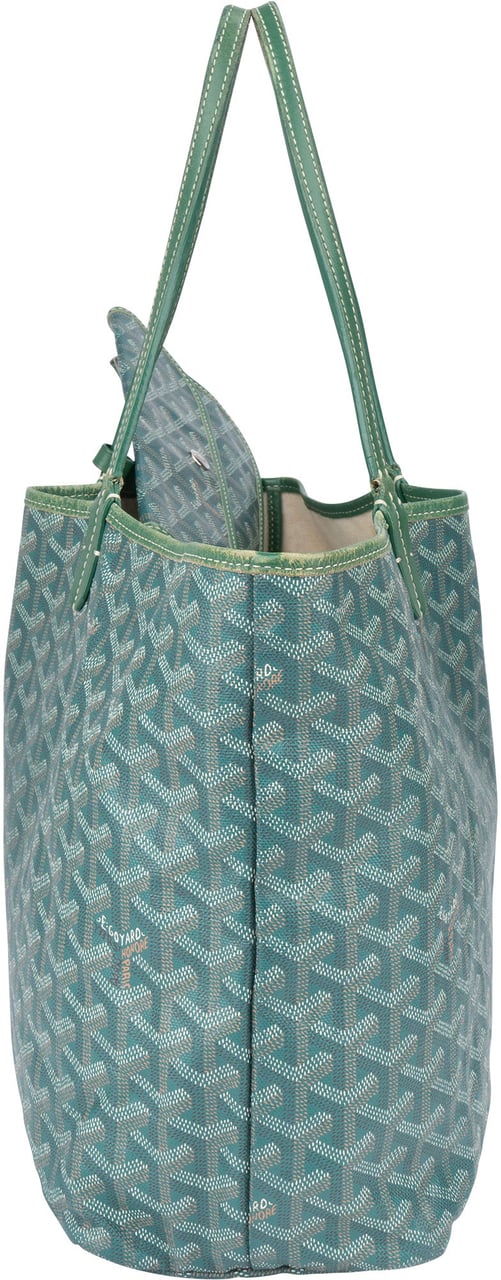 Goyard Goyard Green Goyardine Monogram Saint Louis PM Shopper Handbag Groen