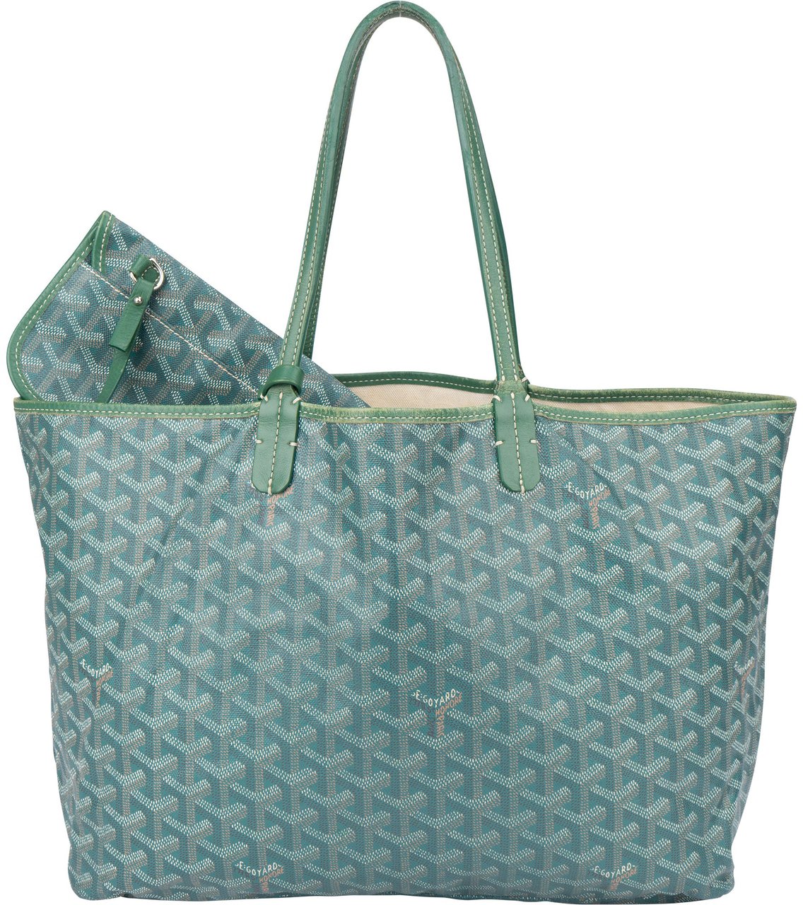 Goyard Goyard Green Goyardine Monogram Saint Louis PM Shopper Handbag Groen