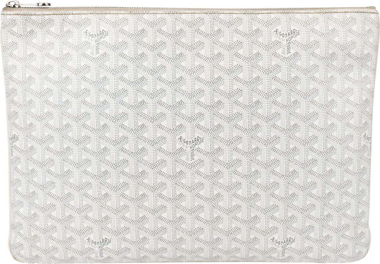 Goyard Goyard White Goyardine Monogram Senat MM Clutch Wit