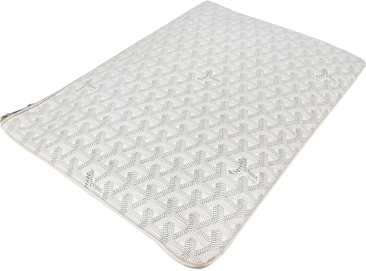 Goyard White Goyardine Monogram Senat MM Clutch Wit