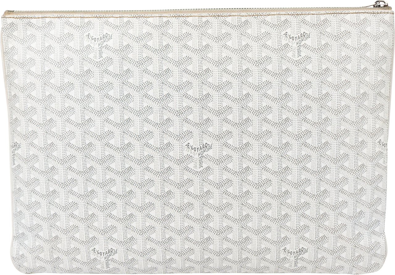 Goyard Goyard White Goyardine Monogram Senat MM Clutch Wit