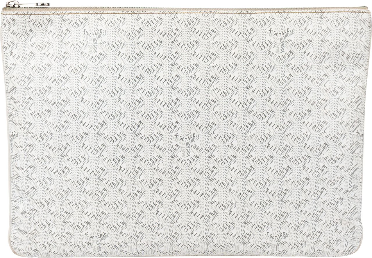 Goyard White Goyardine Monogram Senat MM Clutch Wit
