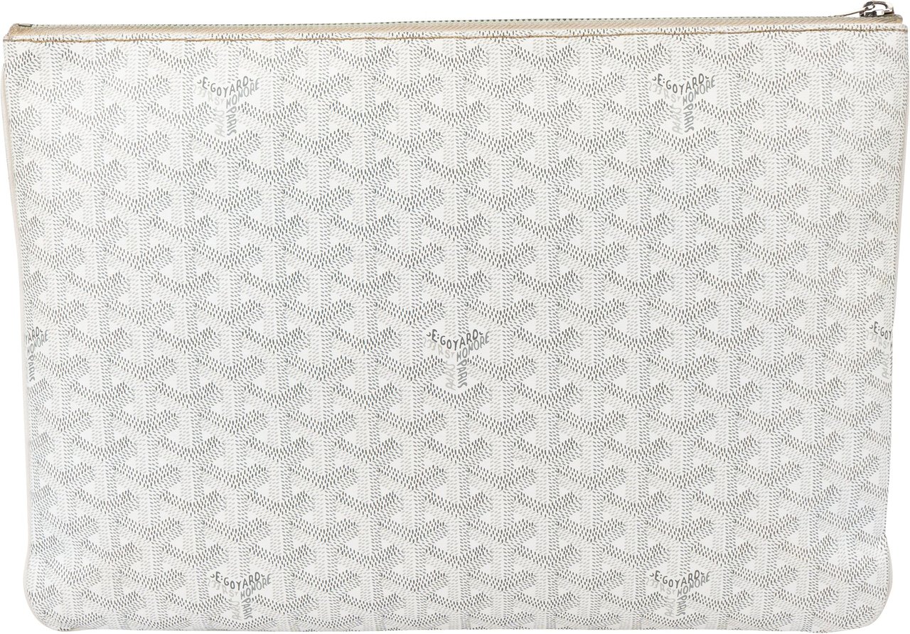 Goyard White Goyardine Monogram Senat MM Clutch Wit