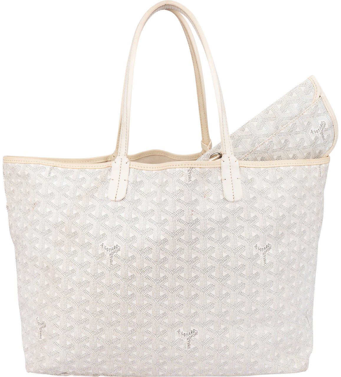 Goyard Goyard White Goyardine Monogram Saint Louis PM Handbag Wit