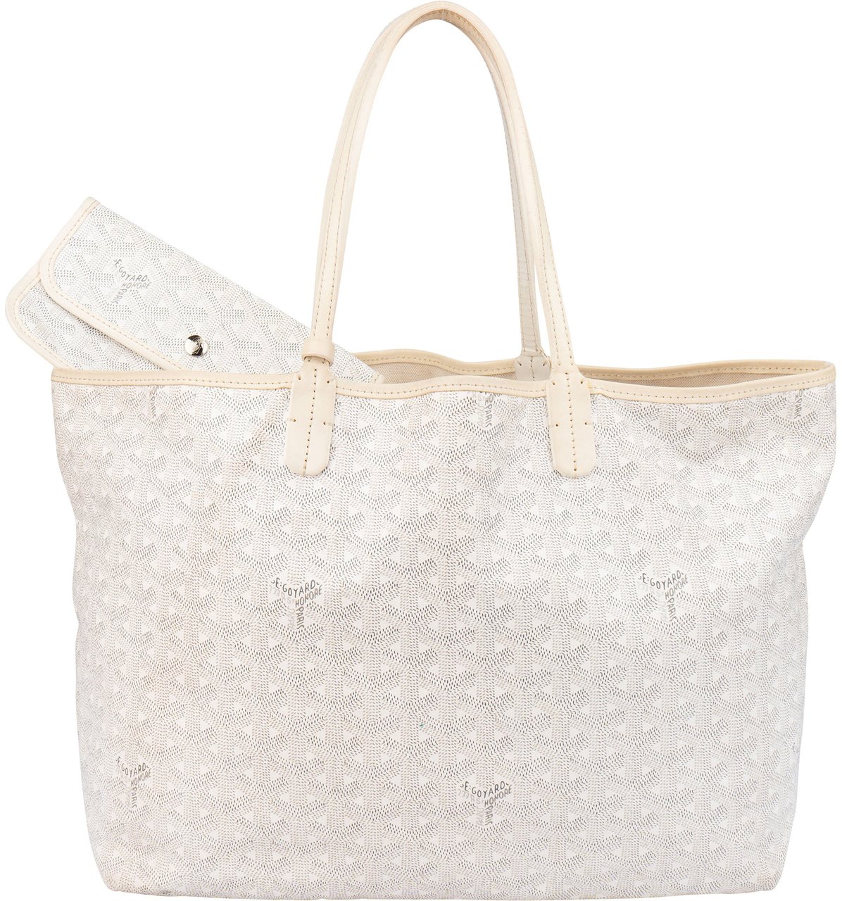 Goyard Goyard White Goyardine Monogram Saint Louis PM Handbag Wit