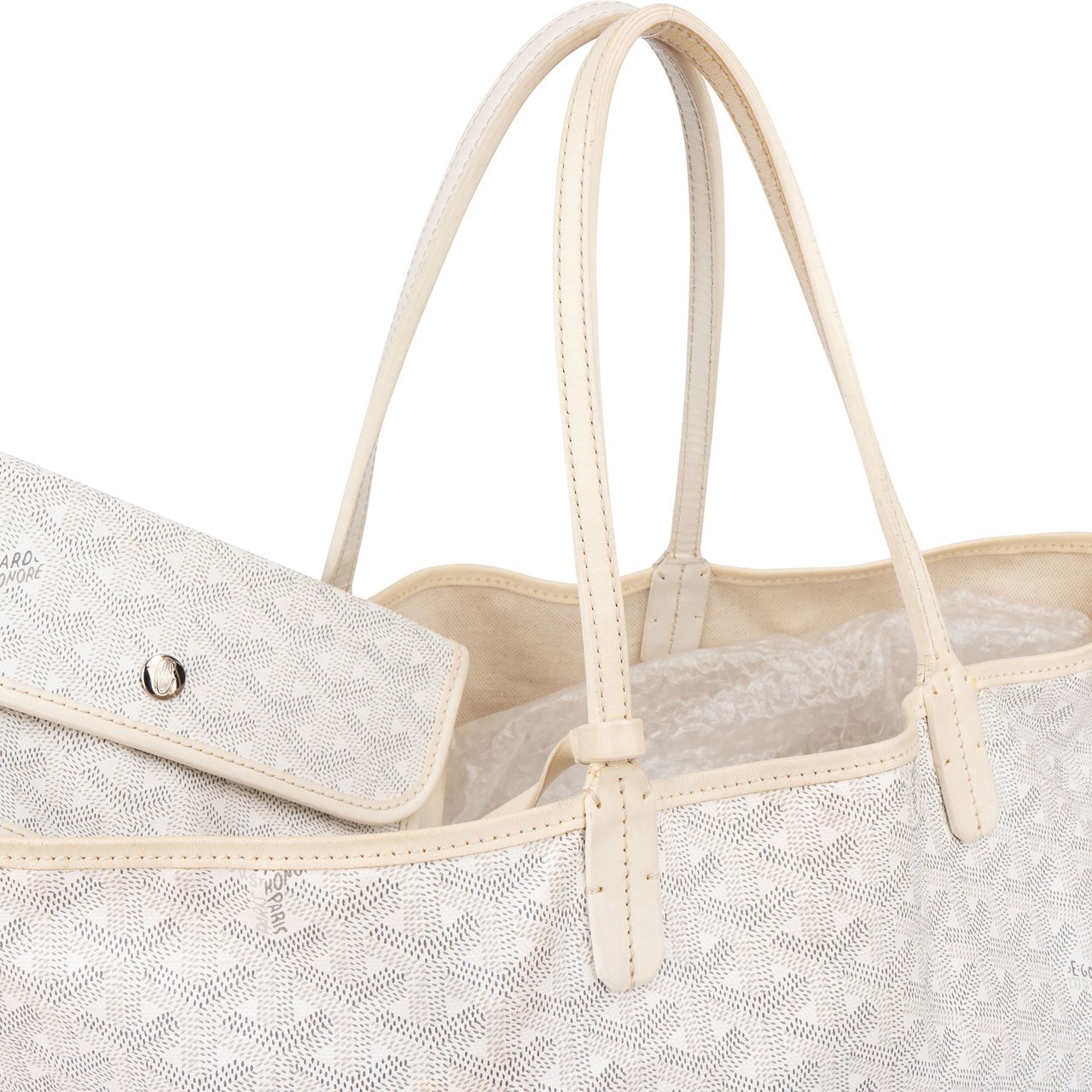 Goyard Goyard White Goyardine Monogram Saint Louis PM Handbag Wit