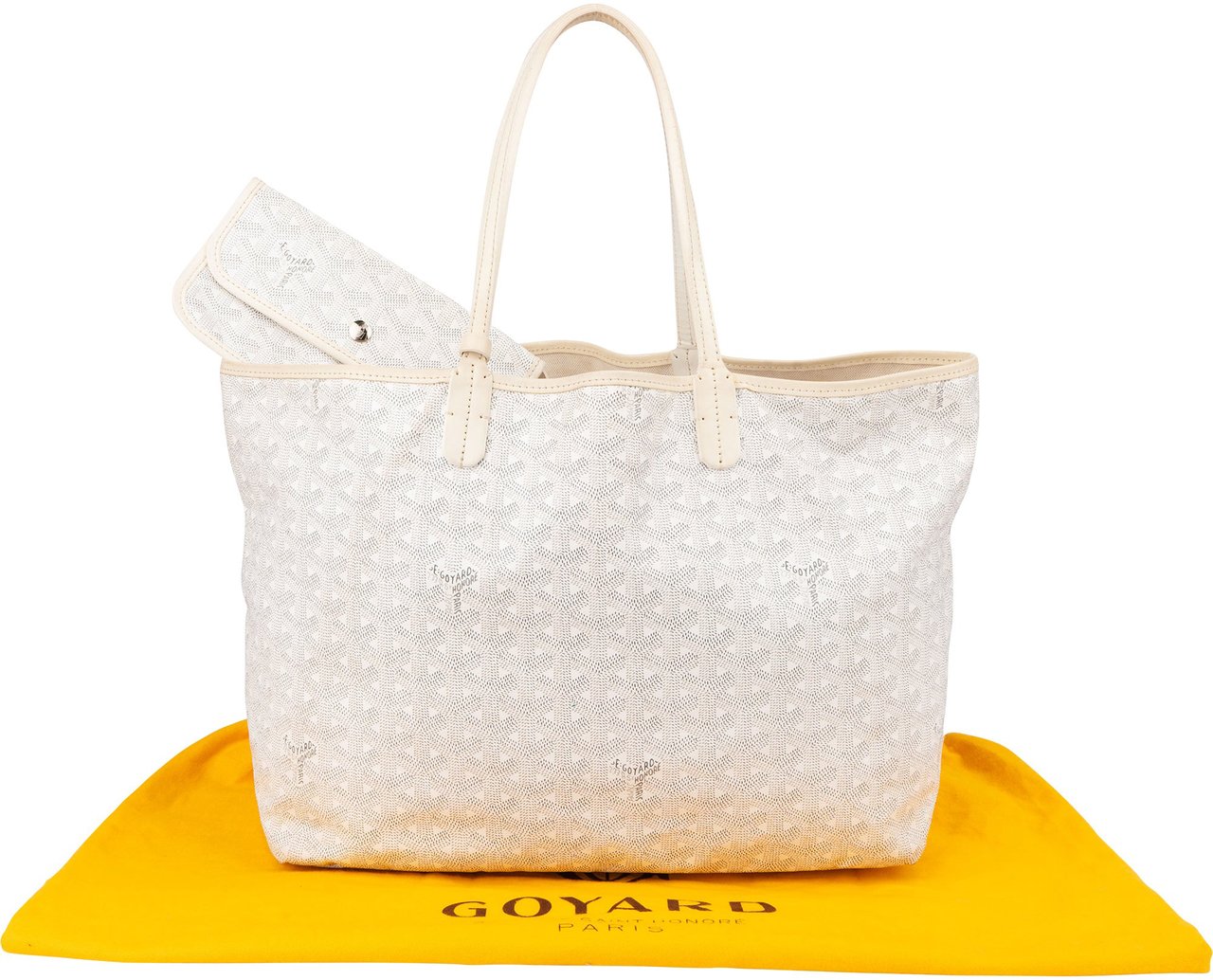 Goyard Goyard White Goyardine Monogram Saint Louis PM Handbag Wit